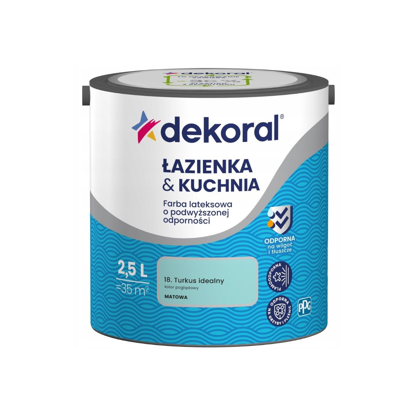 Farba Lateksowa Łazienka&Kuchnia Turkus Idealny 2,5L Dekoral