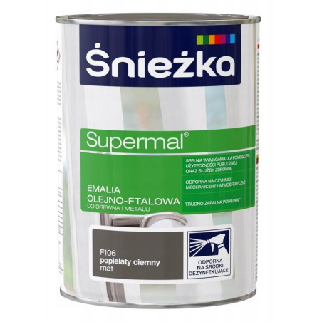 Emalia Olejno-Ftalowa Supermal Popielaty Ciemny MAT 0.8L Śnieżka