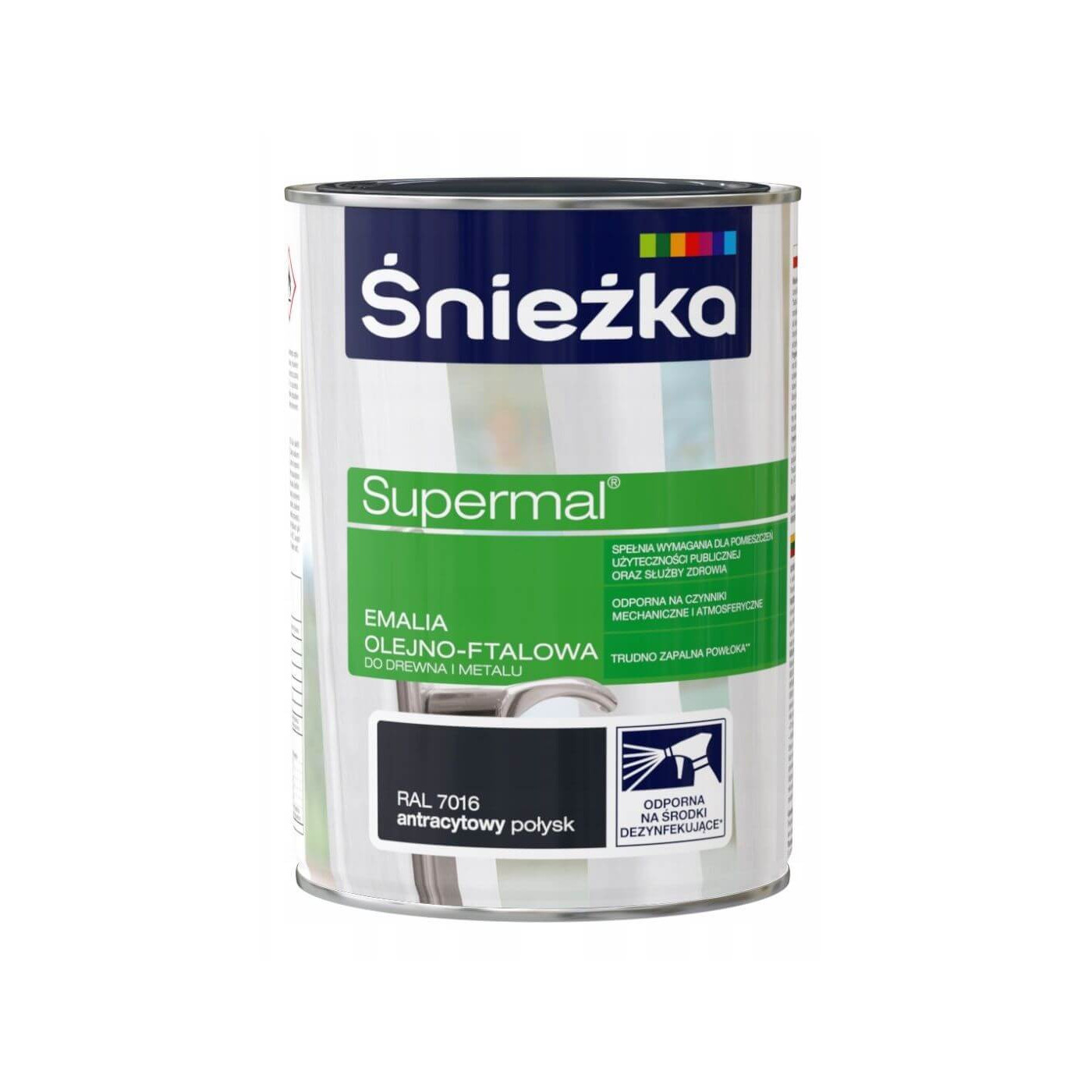 Emalia Olejno-Ftalowa Supermal Antracyt RAL7016 0.8L Śnieżka