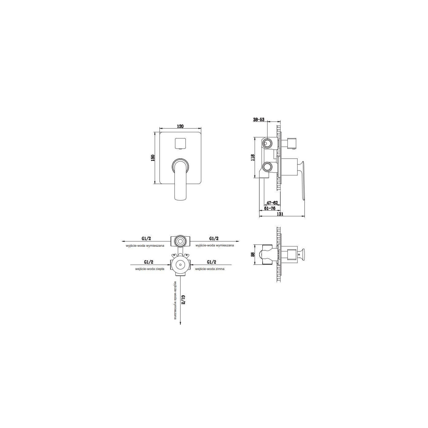 Bateria Wannowa Experience Black QW211EB Kohlman
