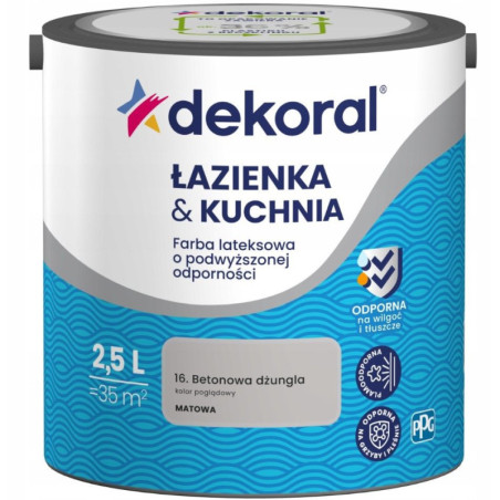 Farba Lateksowa Łazienka&Kuchnia Betonowa Dżungla 2,5L Dekoral