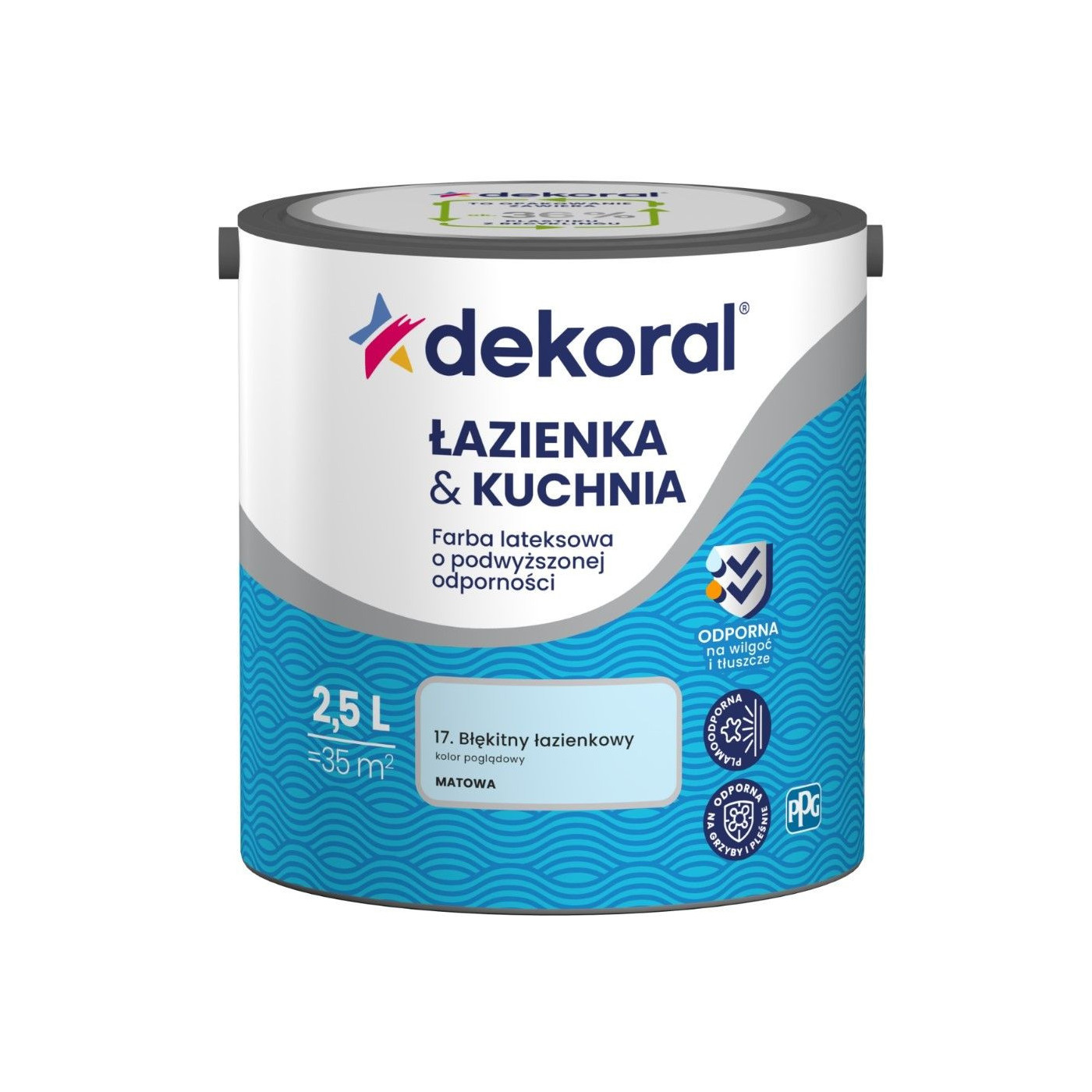 Farba Lateksowa Łazienka&Kuchnia Błękit Lazienkowy 2,5L Dekoral