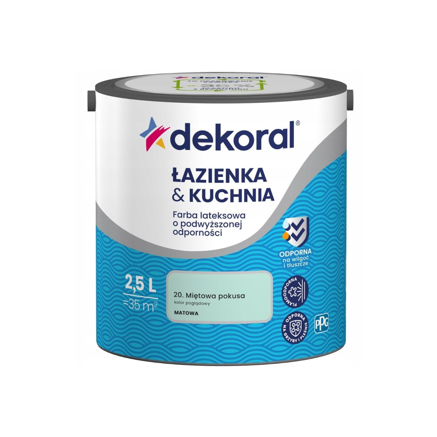 Farba Lateksowa Łazienka&Kuchnia Miętowa Pokusa 2,5L Dekoral