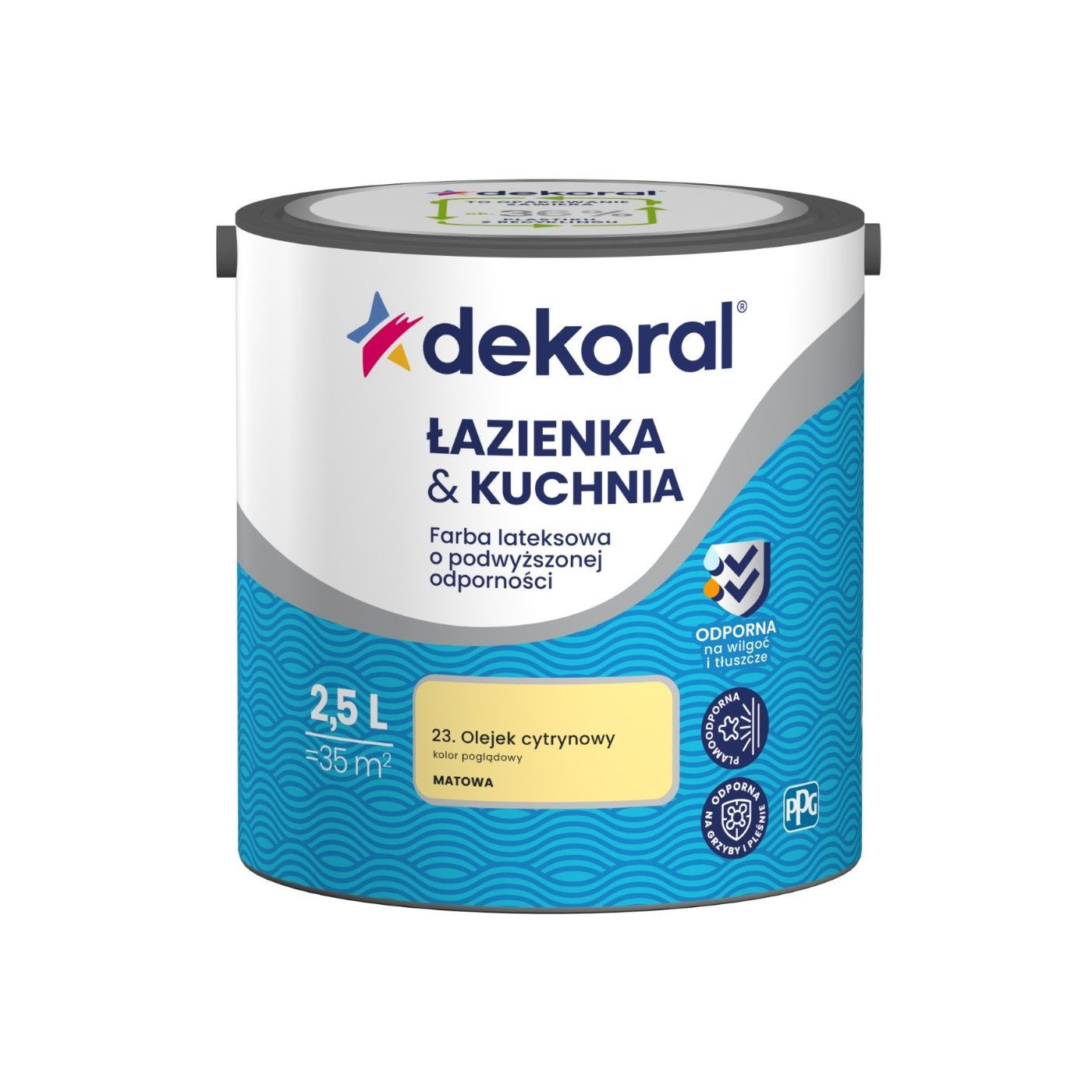 Farba Lateksowa Łazienka&Kuchnia Olejek Cytrynowy 2,5L Dekoral