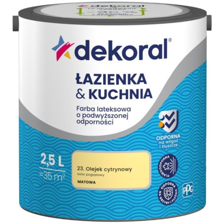 Farba Lateksowa Łazienka&Kuchnia Olejek Cytrynowy 2,5L Dekoral