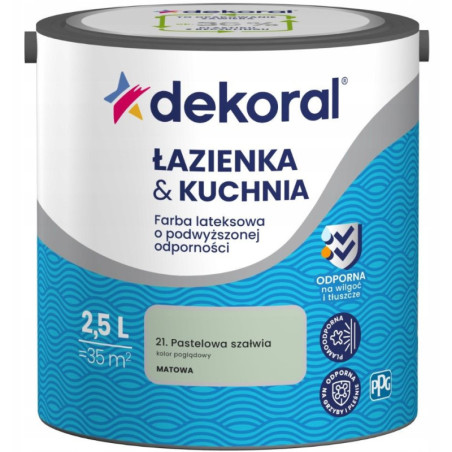 Farba Lateksowa Łazienka&Kuchnia Pastelowa Szałwia 2,5L Dekoral