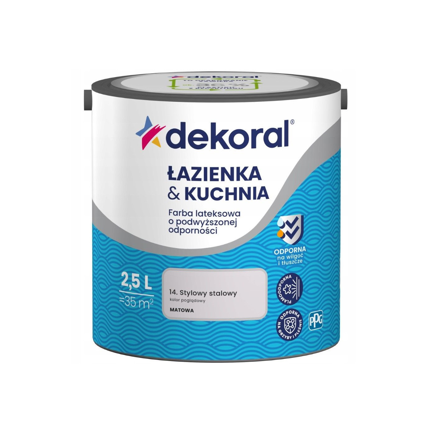 Farba Lateksowa Łazienka&Kuchnia Stylowy Stalowy 2,5L Dekoral