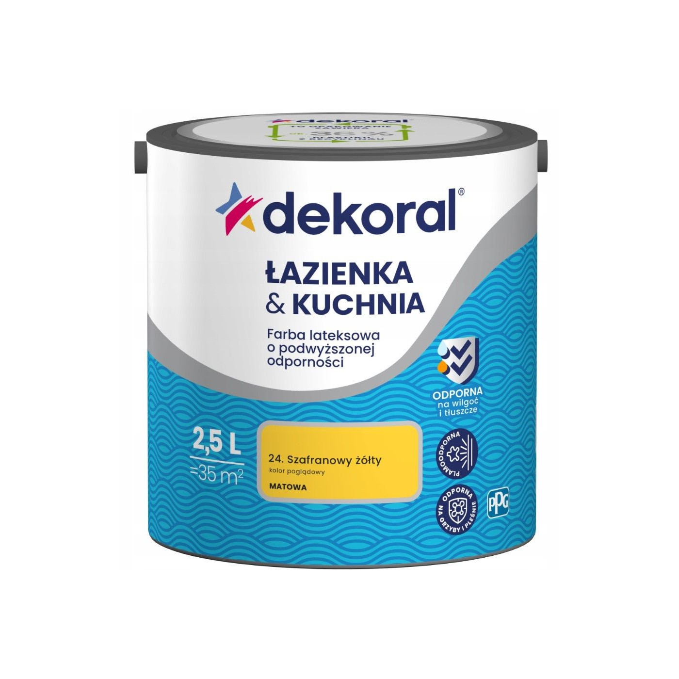 Farba Lateksowa Łazienka&Kuchnia Szafranowy Żółty 2,5L Dekoral