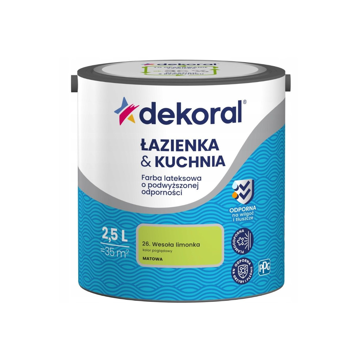 Farba Lateksowa Łazienka&Kuchnia Wesoła Limonka 2,5L Dekoral