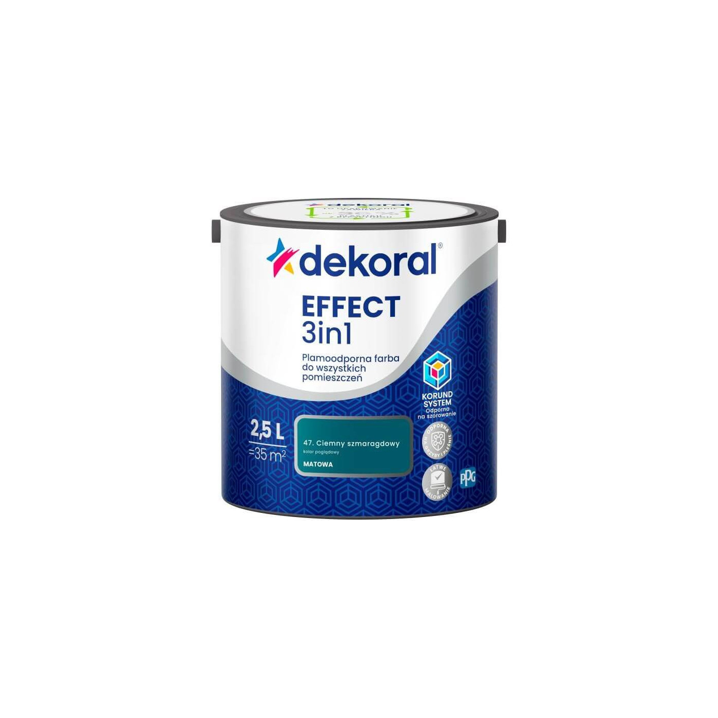 Farba Lateksowa Plamoodporna Effect 3IN1 2.5L Ciemny Szmaragdowy Dekoral