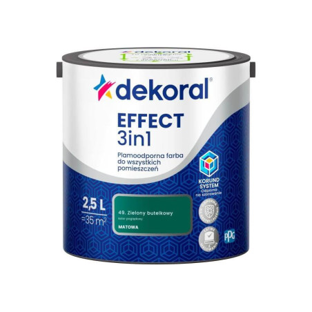 Farba Lateksowa Plamoodporna Effect 3IN1 2.5L Zielony Butelkowy Dekoral