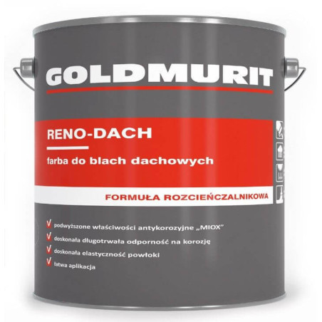 Reno-Dach Farba Do Blach Dachowych Czerwono Brązowy - Formuła Rozcieńczalnikowa 8012 10L Goldmurit