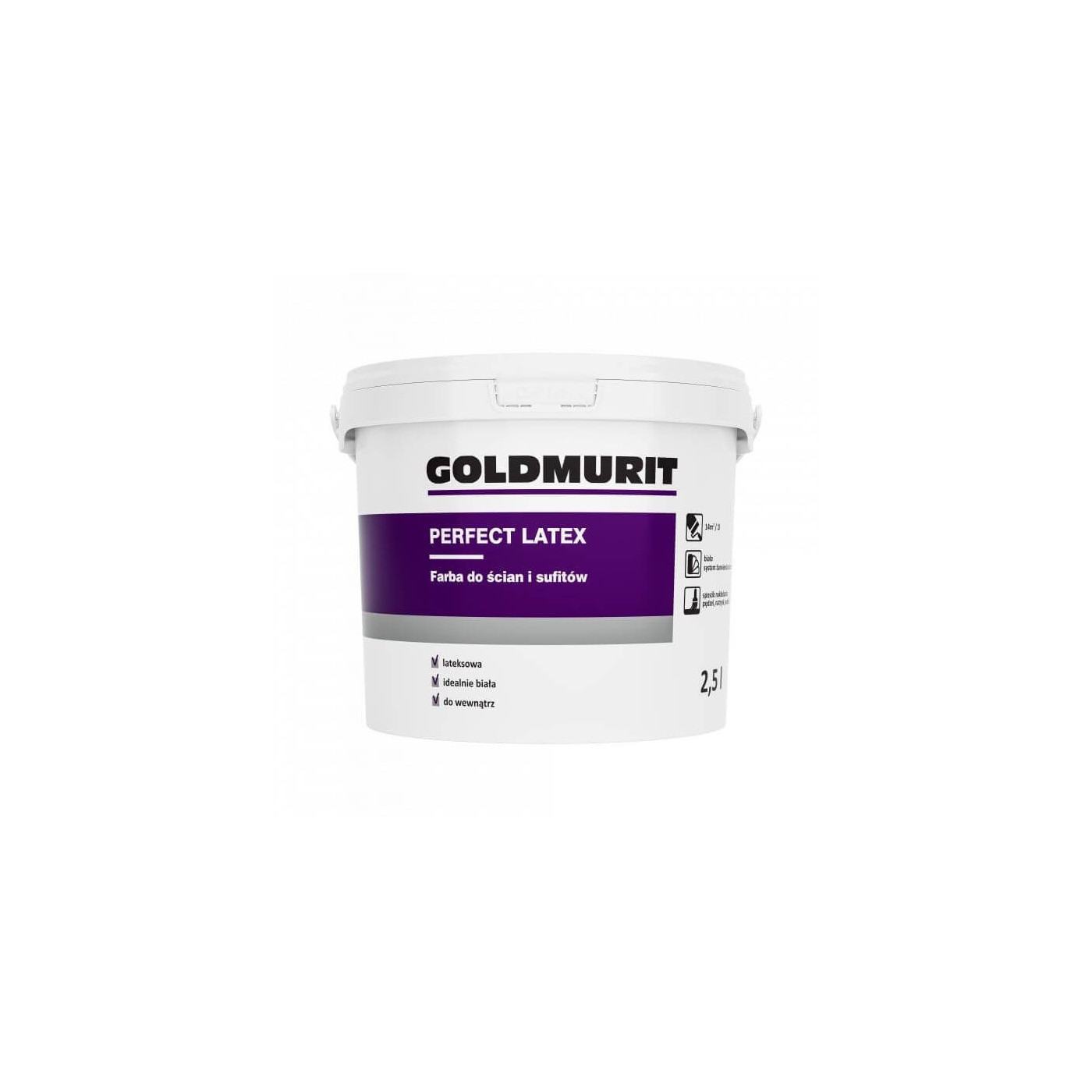 Farba Do Ścian i Sufitów Perfect Latex Biała/Baza1 2,5l Goldmurit