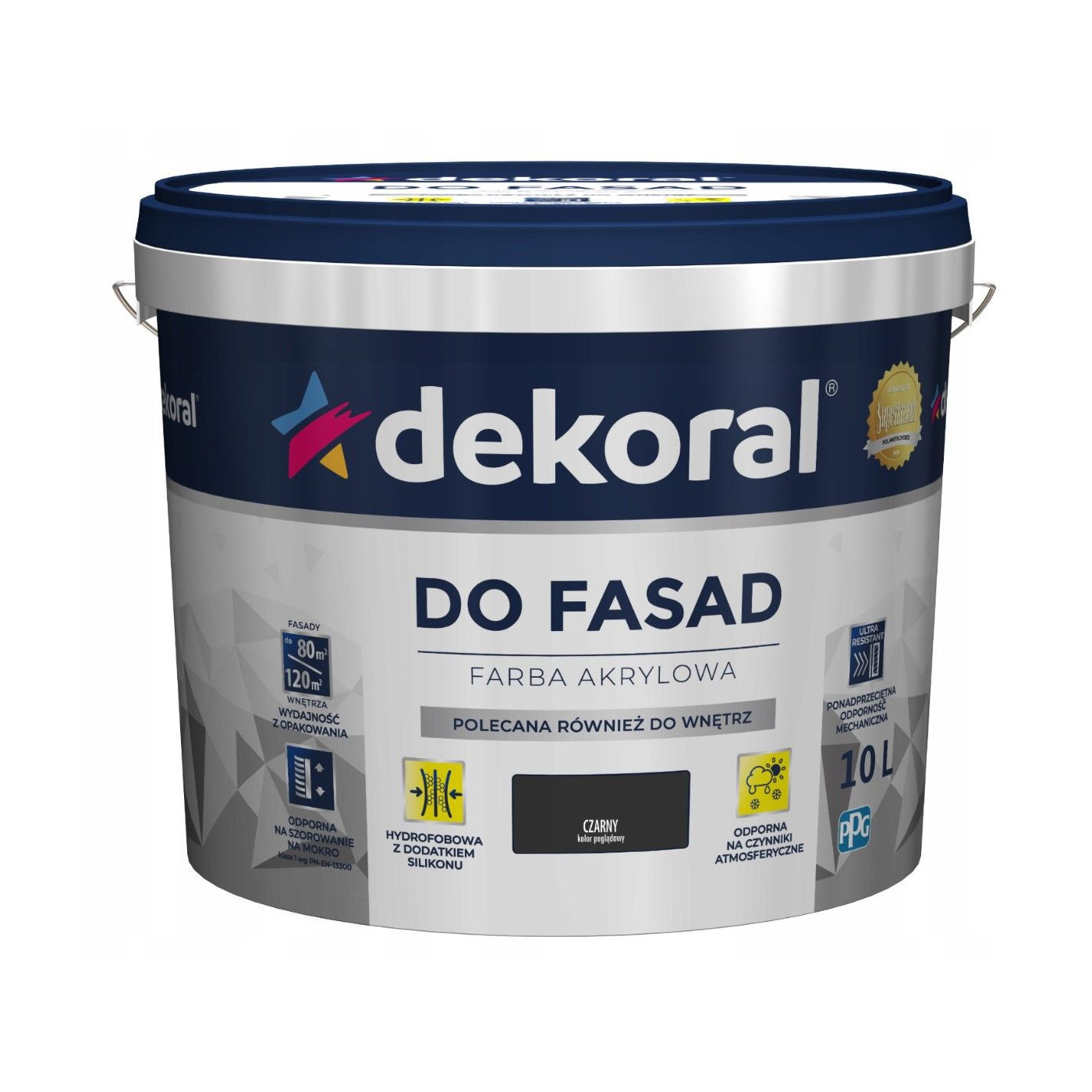 Farba Akrylowa Polinit Czarny 10L Dekoral