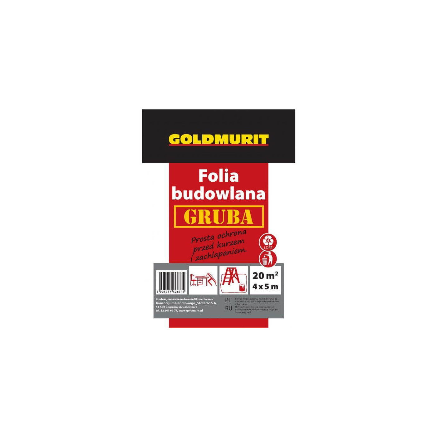 Folia Budowlana LDPE Gruba 4x5m Goldmurit