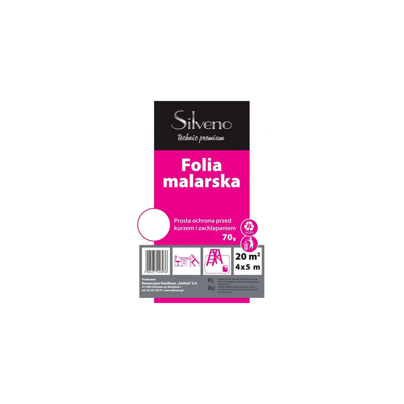 Folia Malarska Technic LDPE Cienka 4x5m Silveno