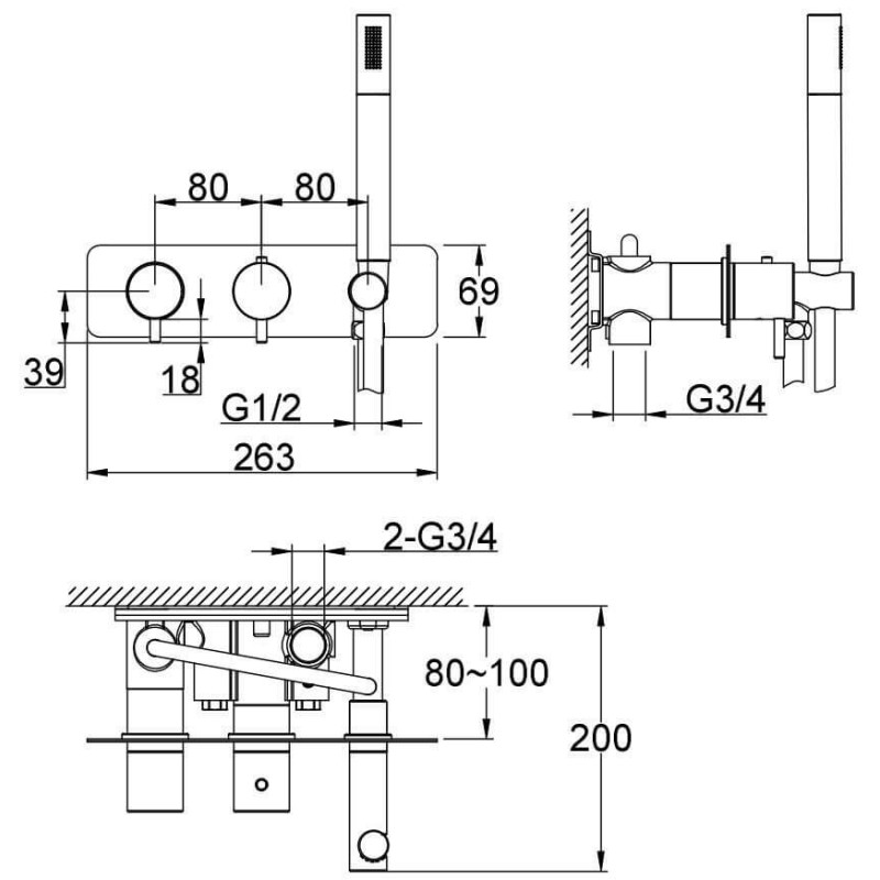Bateria Wannowa Z Termostatem Axel QW265A Kohlman