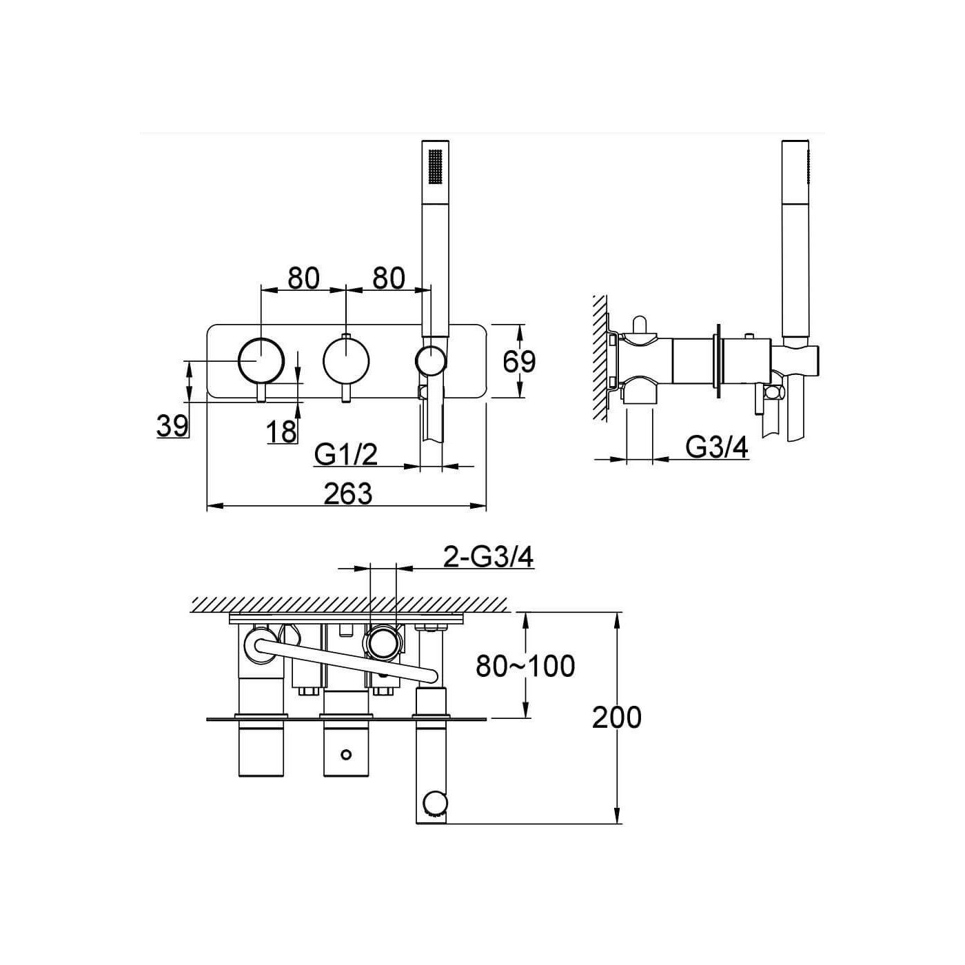 Bateria Wannowa Z Termostatem Axel Black QW265AB Kohlman