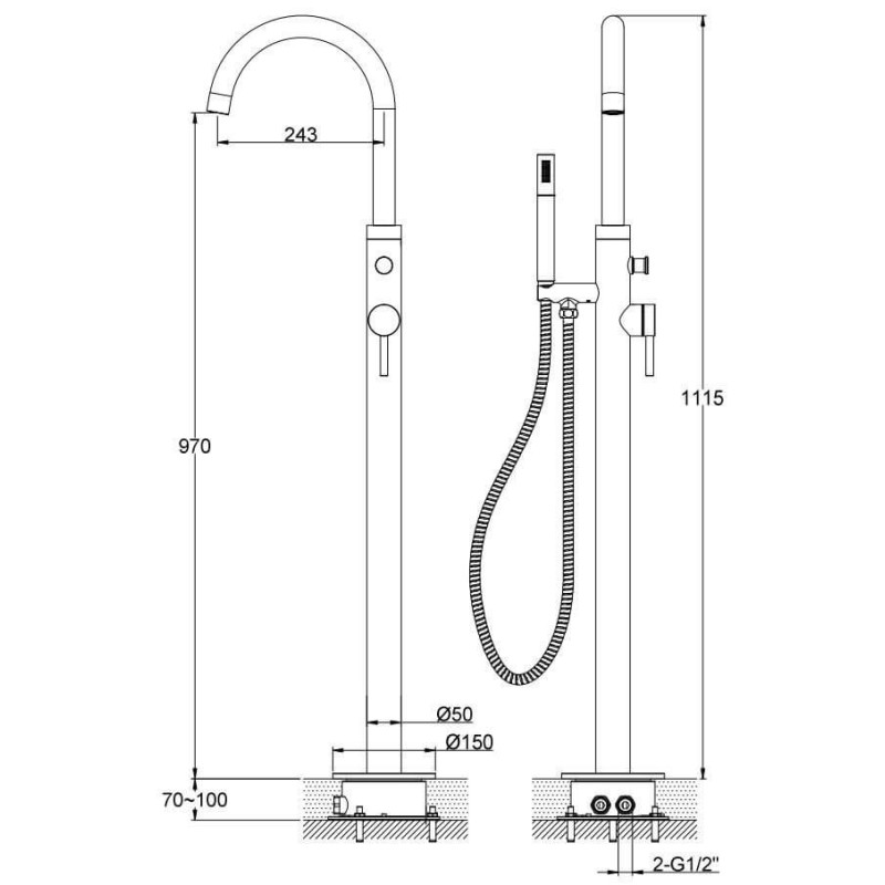 Bateria Wannowa Wolnostojąca Axel Gold QF1165AGD Kohlman