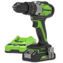 Zestaw Wiertarko-Wkrętarka Gd24Dd60K2 Ładowarka + Aku 2 Ah + Walizka 24V GR3704107UA Greenworks