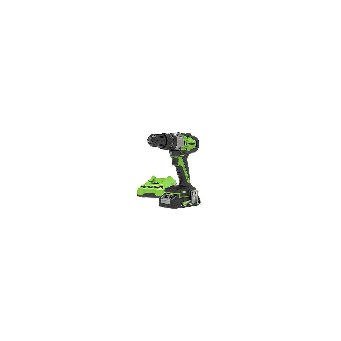 Zestaw Wiertarko-Wkrętarka Gd24Dd60K2 Ładowarka + Aku 2 Ah + Walizka 24V GR3704107UA Greenworks