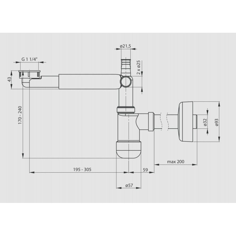Syfon Teleskopowy Space Saver 5,7x17-24x25,4-36,4 cm Deante