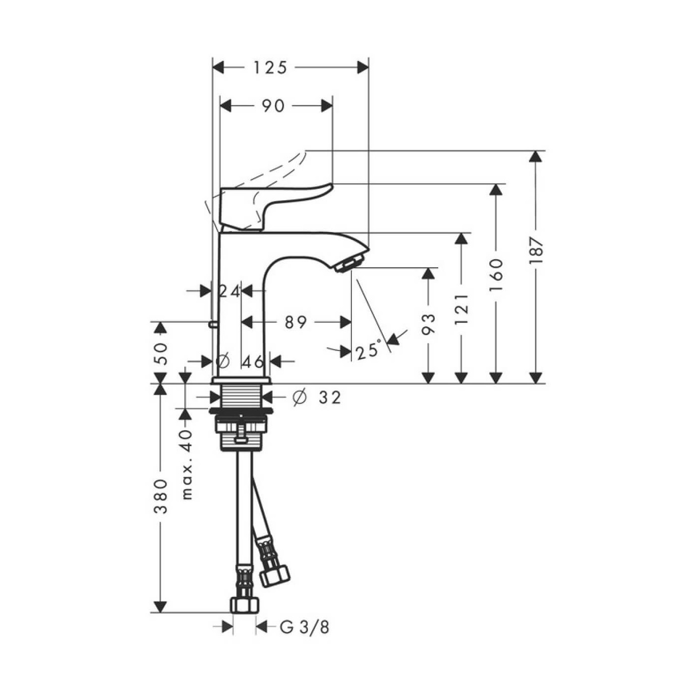 Bateria Umywalkowa Metris 100mm Z Kompletem Odpływowym 31088000 Hansgrohe