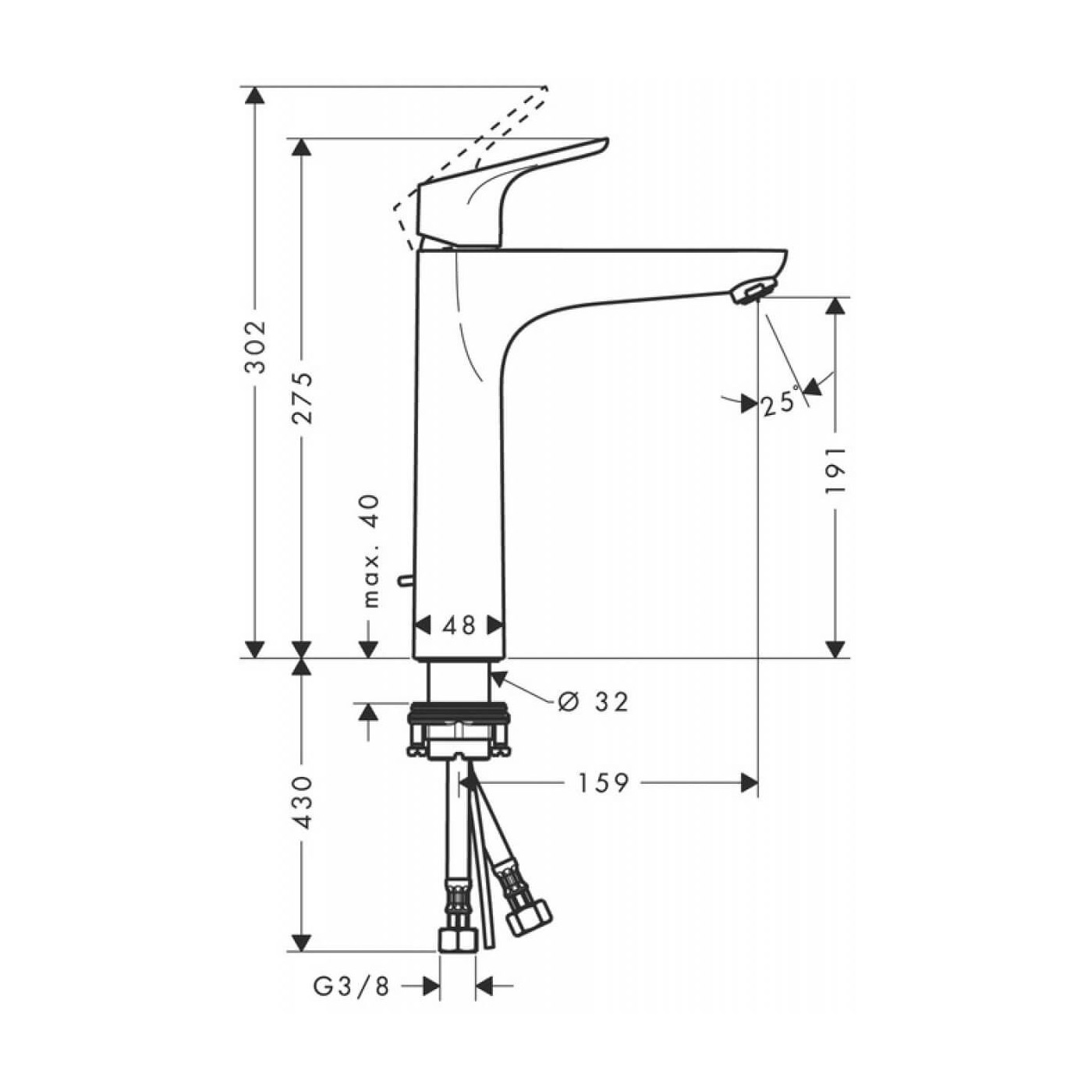 Bateria Umywalkowa Focus 190 Z Kompletem Odpływowym 31608000 Hansgrohe