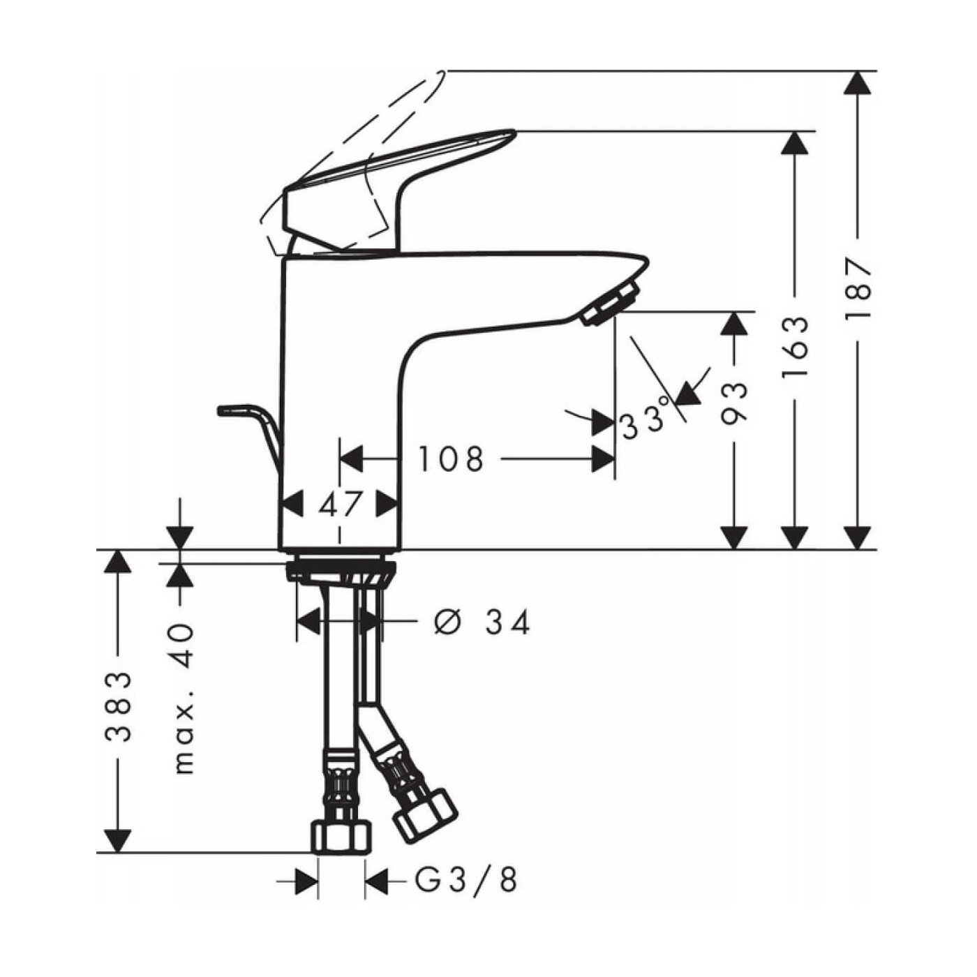 Bateria Umywalkowa Logis 100 71100000 Hansgrohe