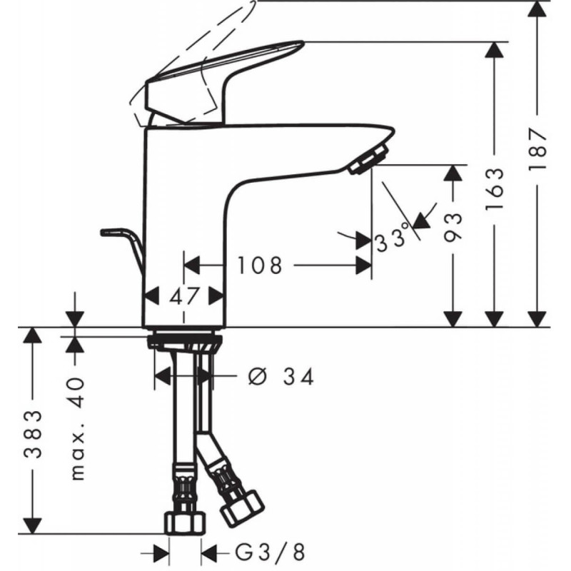 Bateria Umywalkowa Logis 100 71100000 Hansgrohe