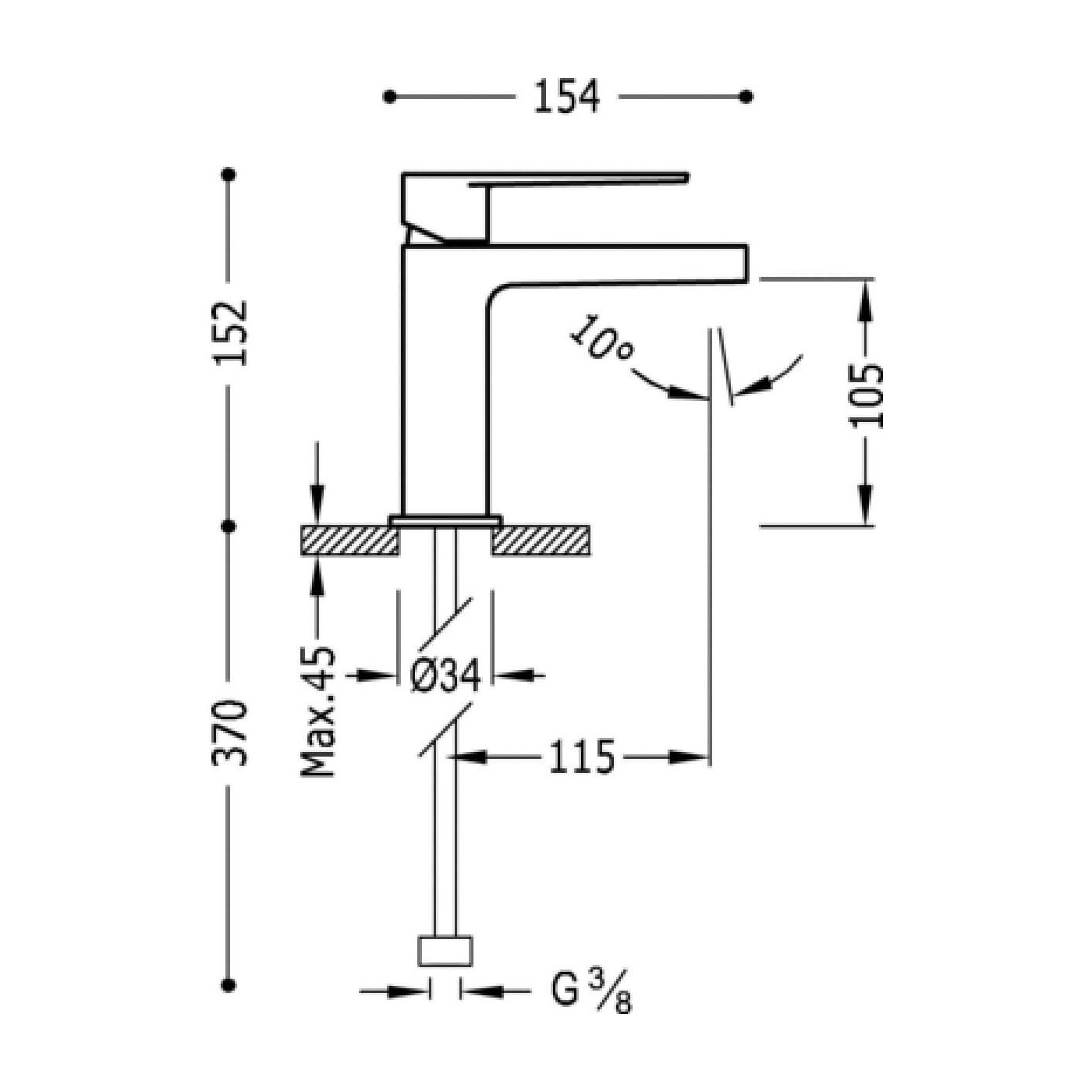 Bateria Umywalkowa Stojąca Jednouchwytowa Class 20510301 Tres