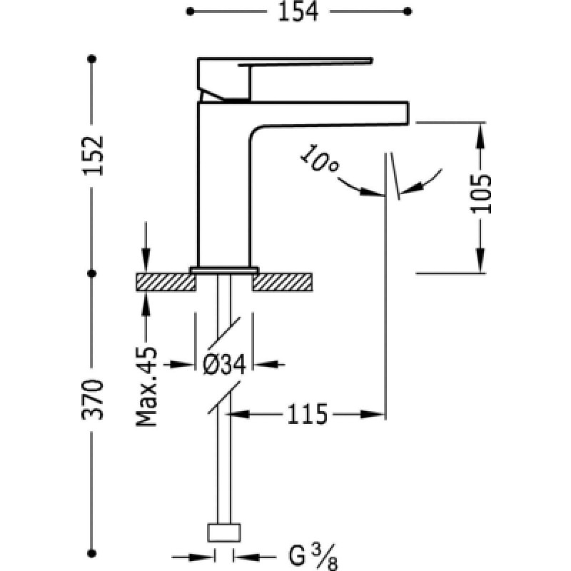 Bateria Umywalkowa Stojąca Jednouchwytowa Class 20510301 Tres