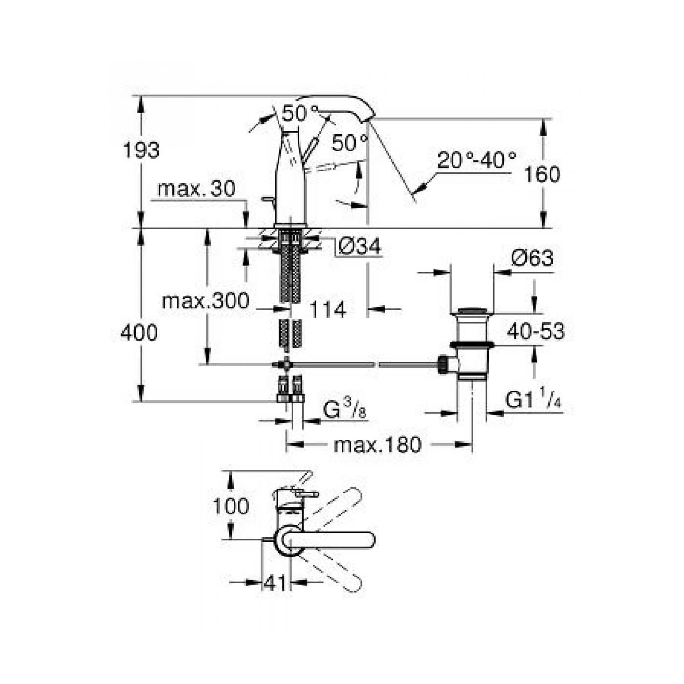 Bateria Umywalkowa Essence M 23462001 Grohe