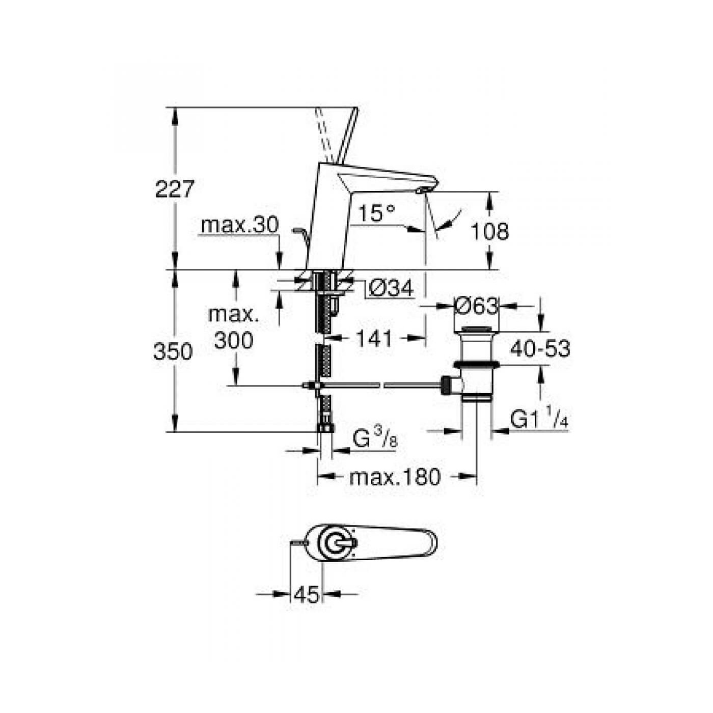 Bateria Umywalkowa Rozmiar M Eurodisc Joy 23427000 Grohe