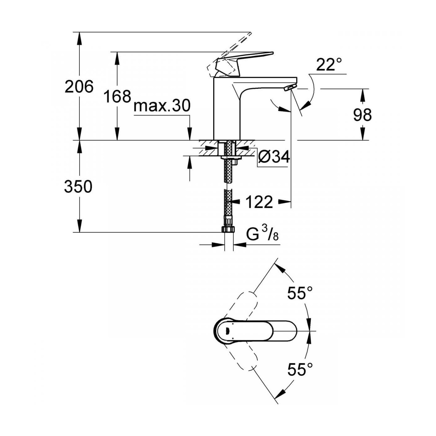 Bateria Umywalkowa Rozmiar M Eurosmart Cosmopolitan 23327000 Grohe