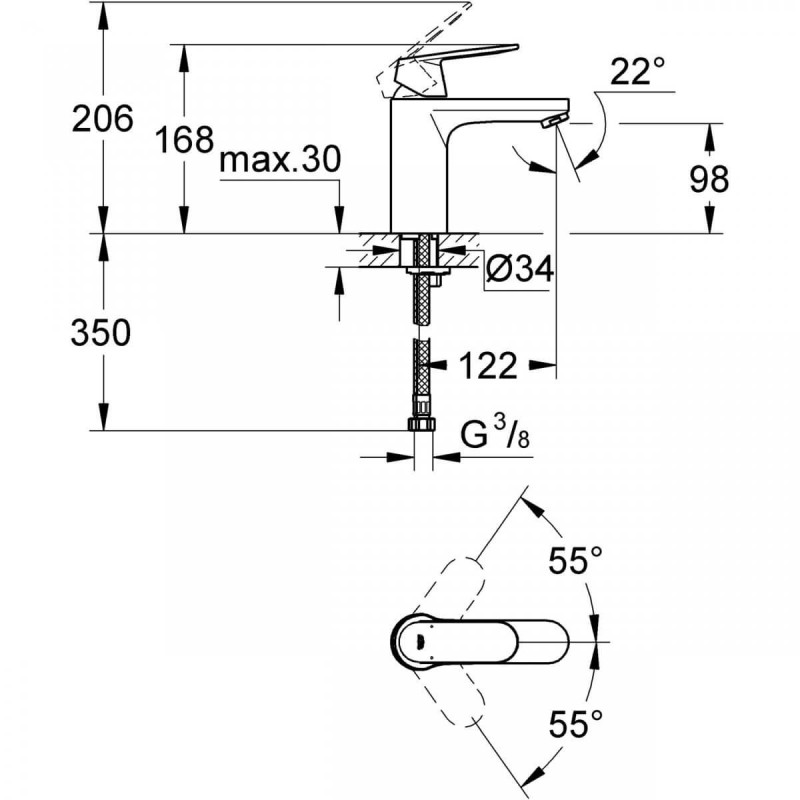 Bateria Umywalkowa Rozmiar M Eurosmart Cosmopolitan 23327000 Grohe