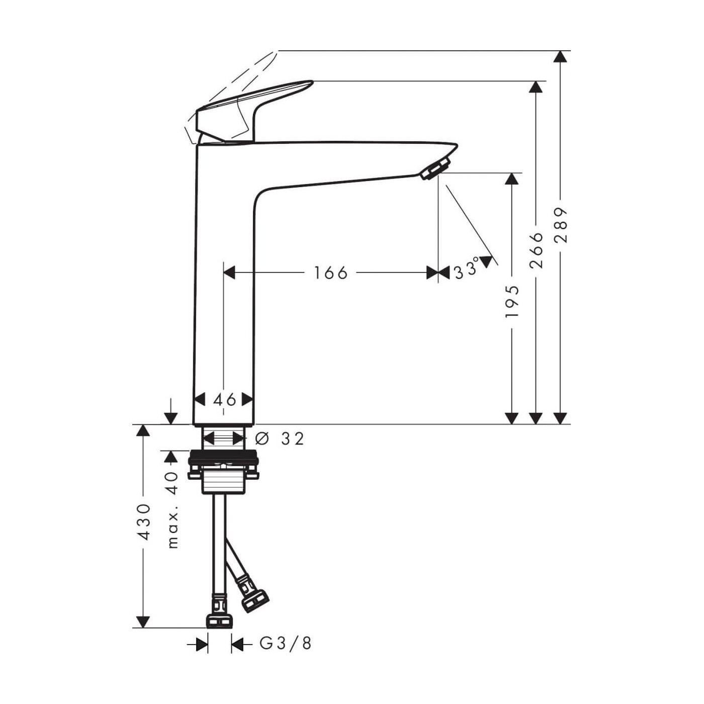 Bateria Umywalkowa Logis ComfortZone 190 Bez Kompletu Odpływowego 71091000 Hansgrohe