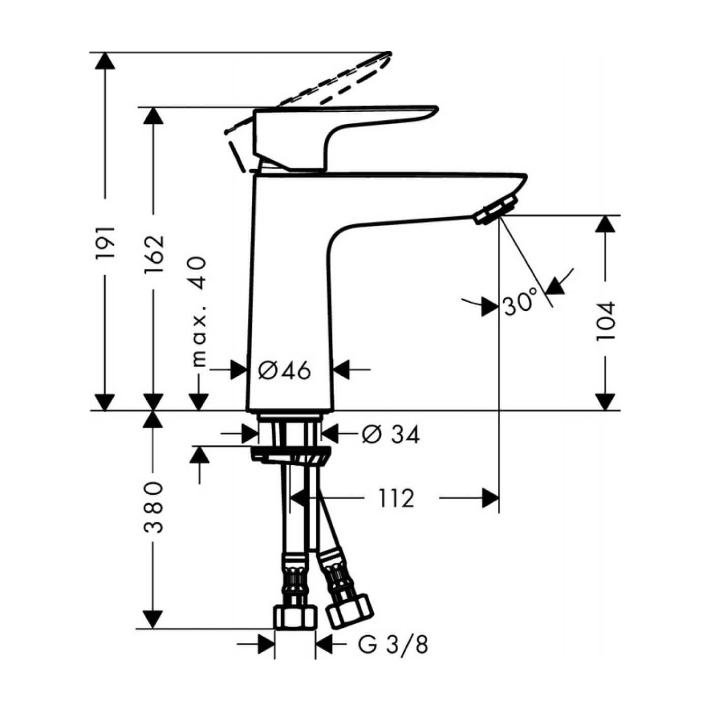 Bateria Umywalkowa Bez Kompletu Odpływowego Talis E 110 71712000 Hansgrohe
