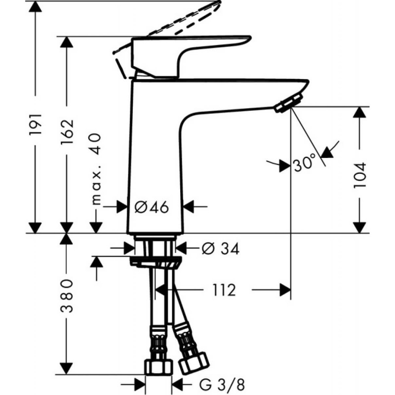 Bateria Umywalkowa Bez Kompletu Odpływowego Talis E 110 71712000 Hansgrohe