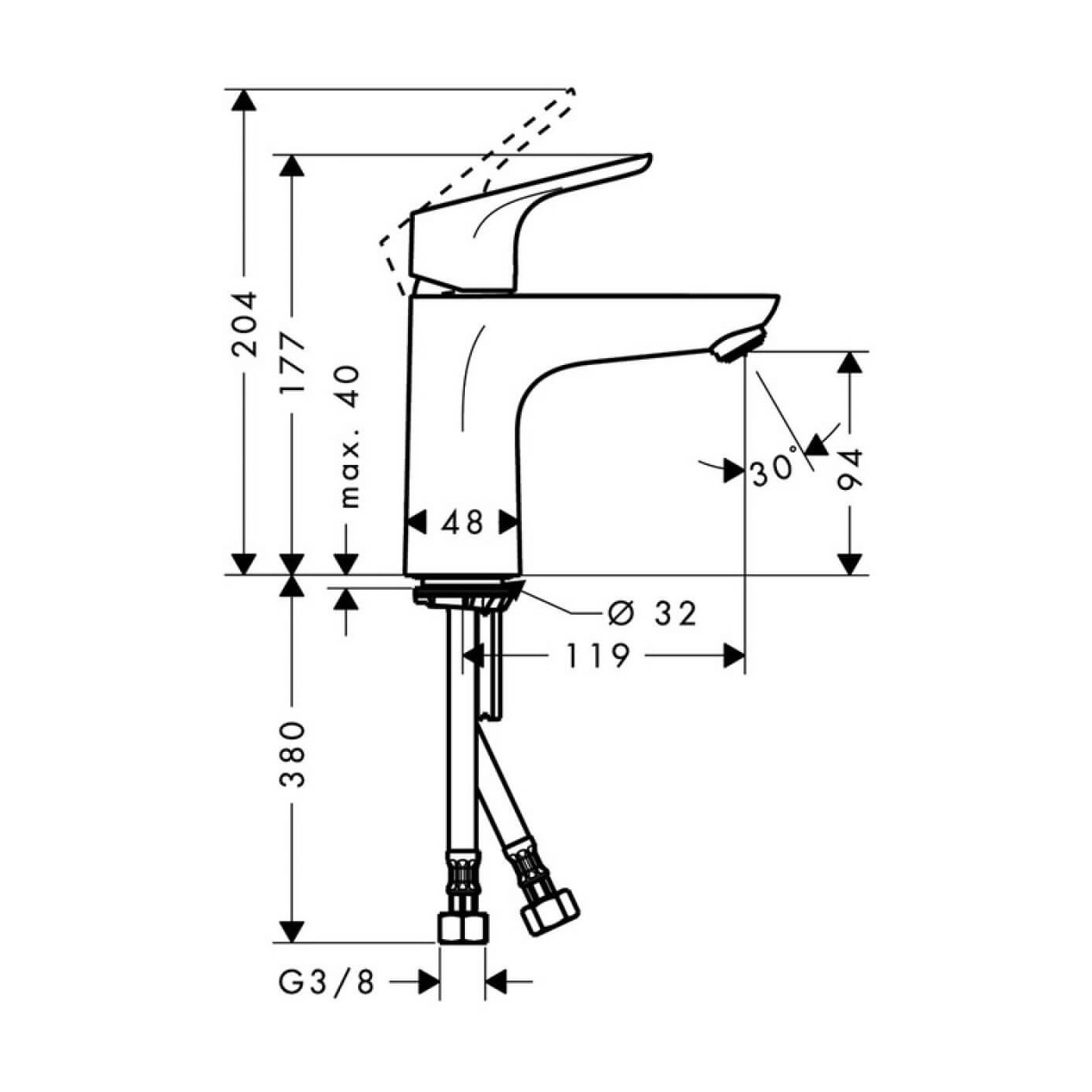 Bateria Umywalkowa Focus Comfort Zone 100 Bez Kompletu Odpływowego 31517000 Hansgrohe