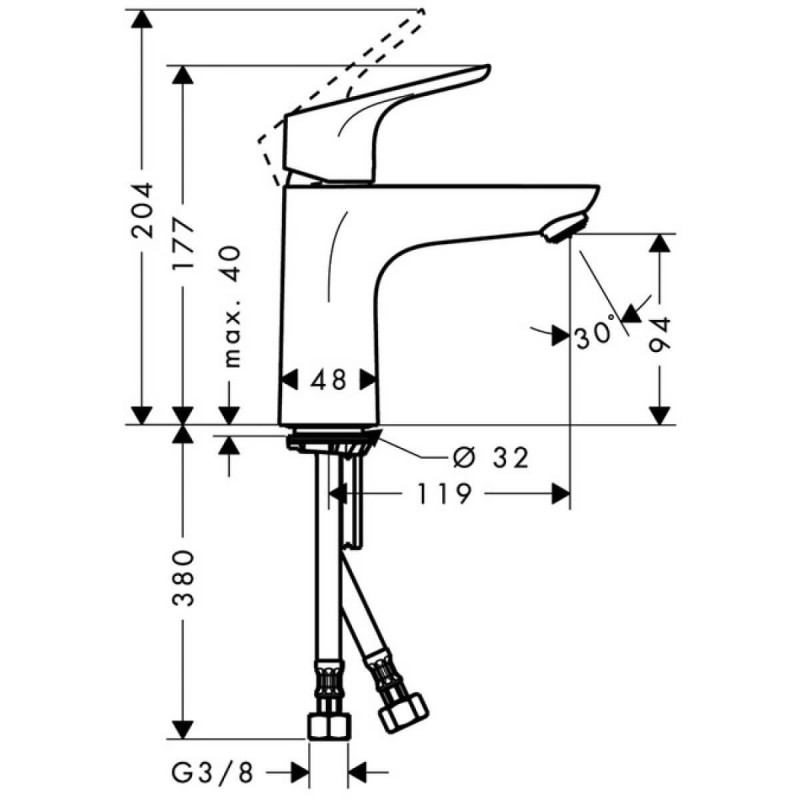Bateria Umywalkowa Focus Comfort Zone 100 Bez Kompletu Odpływowego 31517000 Hansgrohe