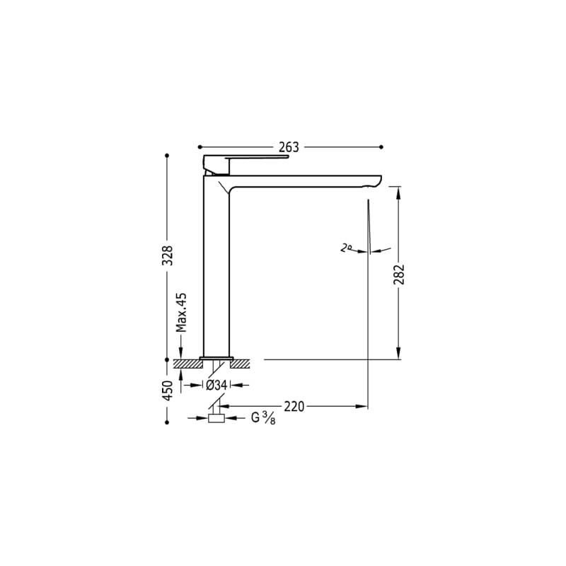 Bateria Umywalkowa Wysoka Loft 20020305 Tres
