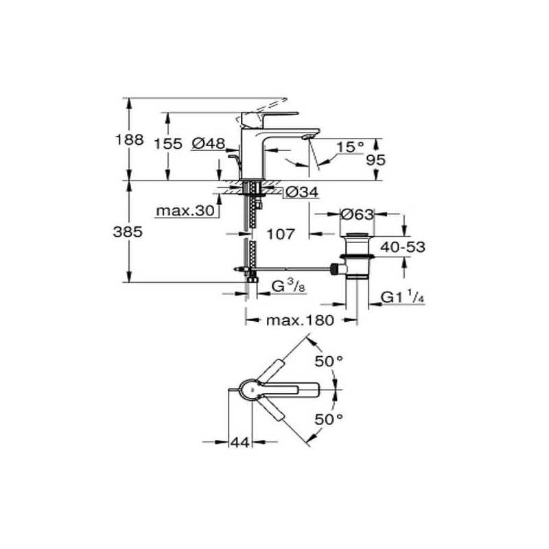 Bateria Umywalkowa Rozmiar XS Lineare 32109001 Grohe