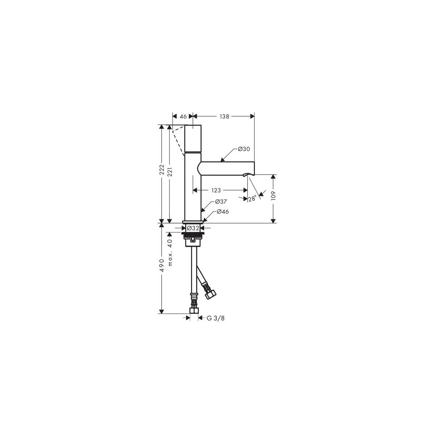 Bateria Umywalkowa Axor Uno Zero 45002000 Hansgrohe