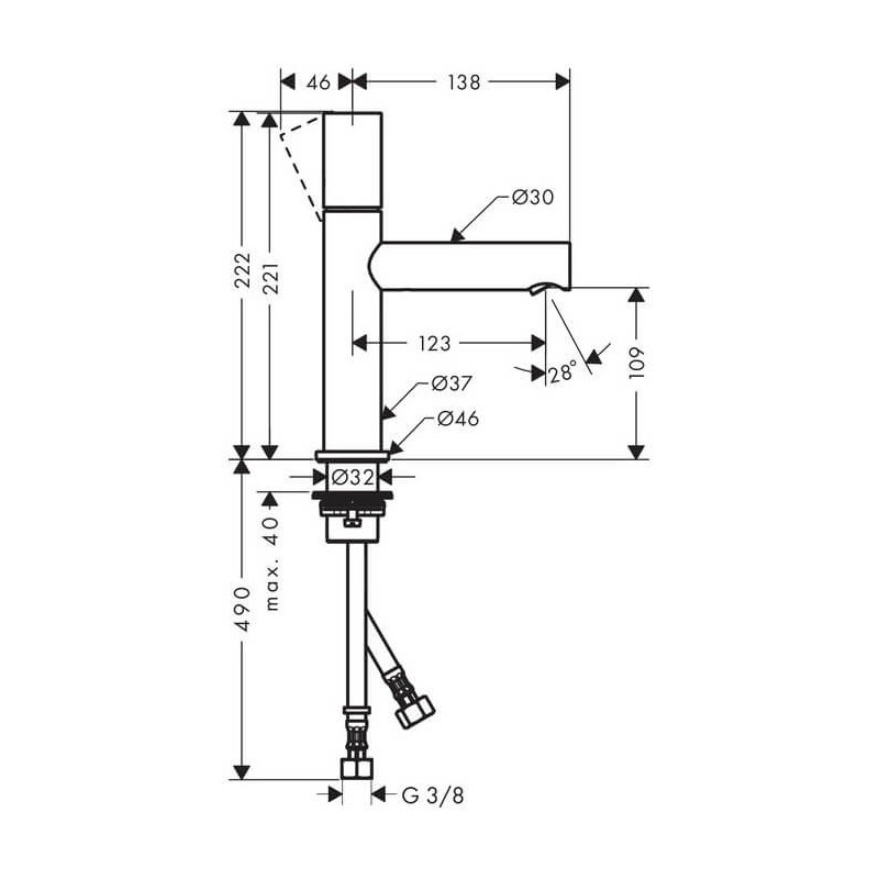 Bateria Umywalkowa Axor Uno Zero 45002000 Hansgrohe