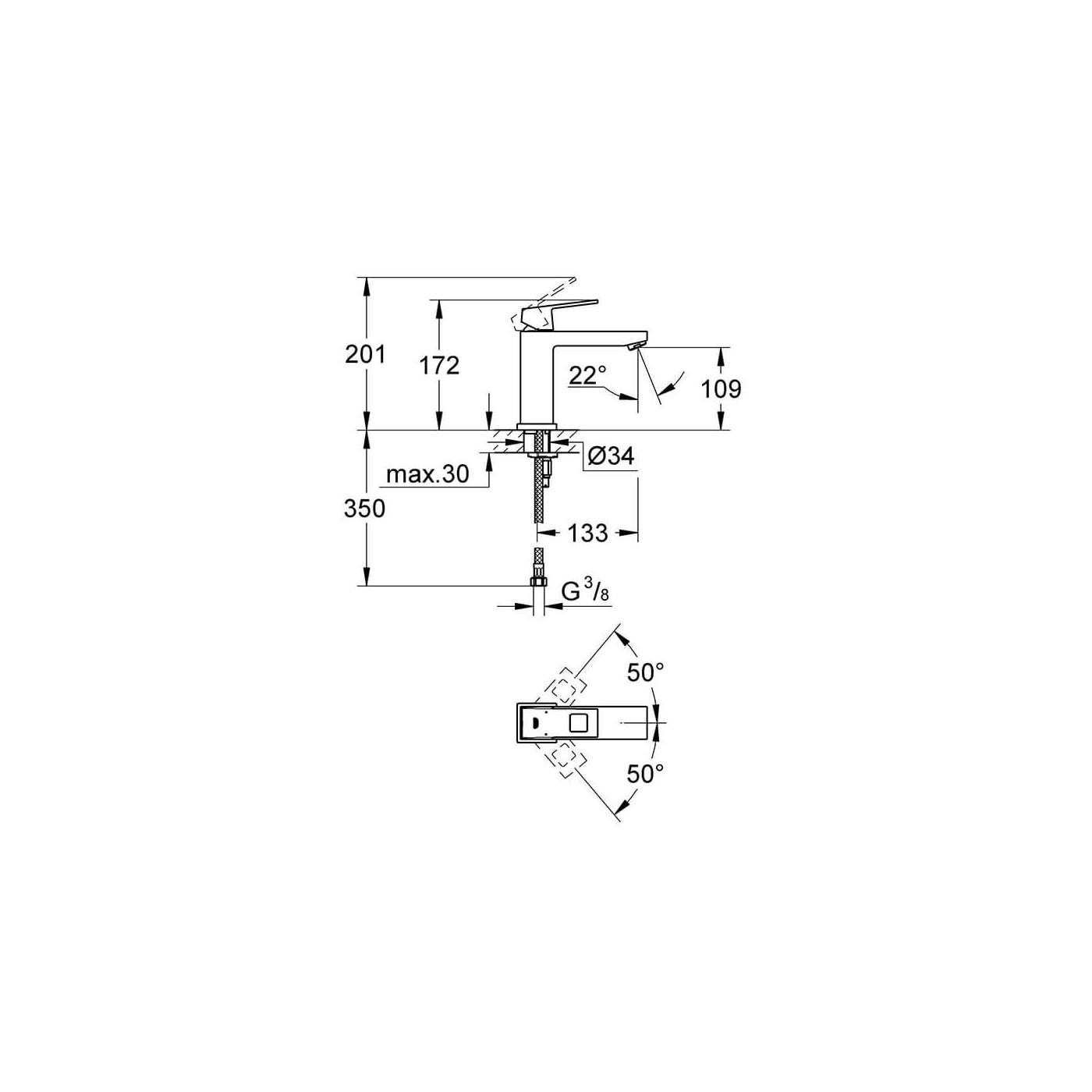 Bateria Umywalkowa Eurocube M 23446000 Grohe