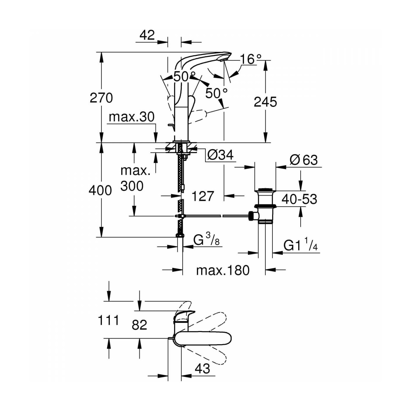 Bateria Umywalkowa Eurostyle L Eurostyle 23718003 Grohe