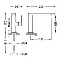 Bateria Umywalkowa Loft Tres Wylewka Kwadratowa 20020501 Tres