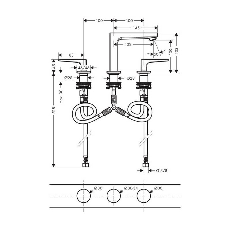 Bateria Umywalkowa Metropol 110 Push-Open Loop 74514000 Hansgrohe