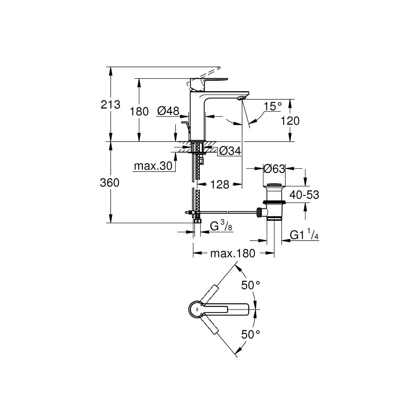 Bateria Umywalkowa Rozmiar S Lineare 32114001 Grohe